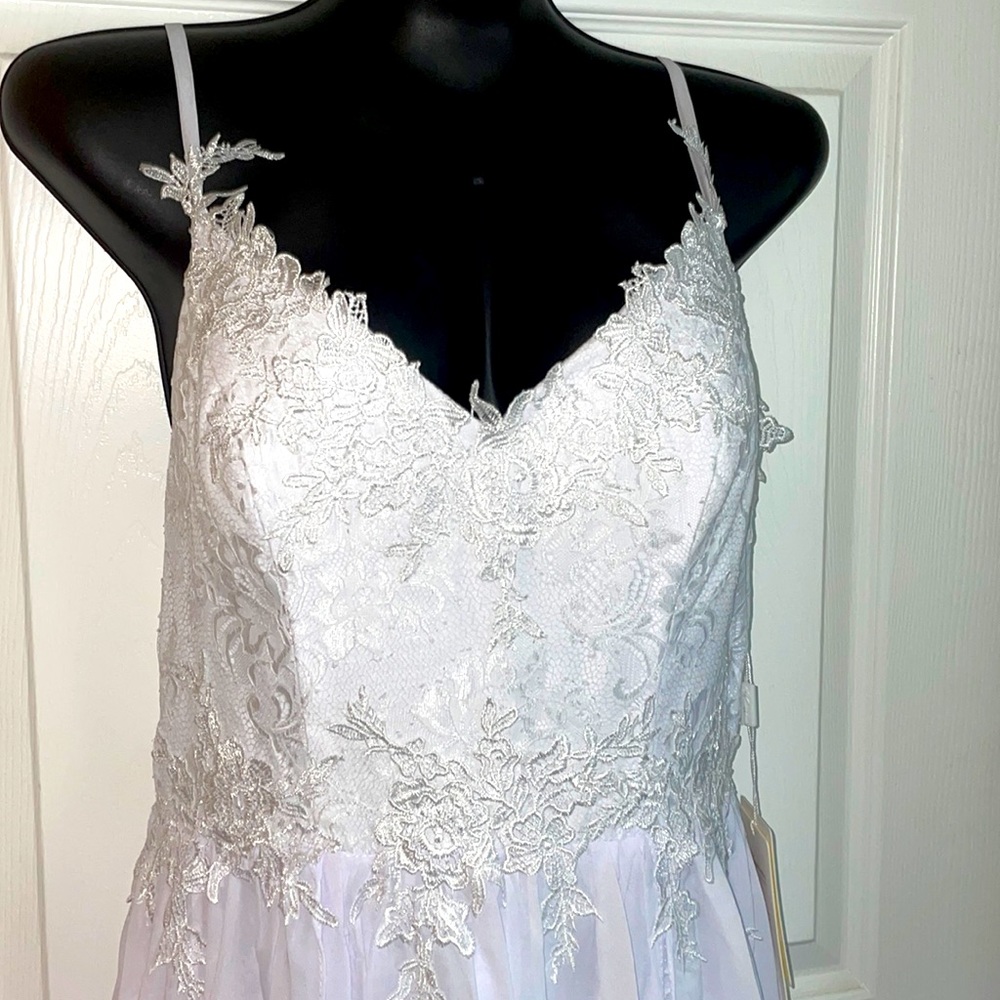Multi tiered lace bodice white dress